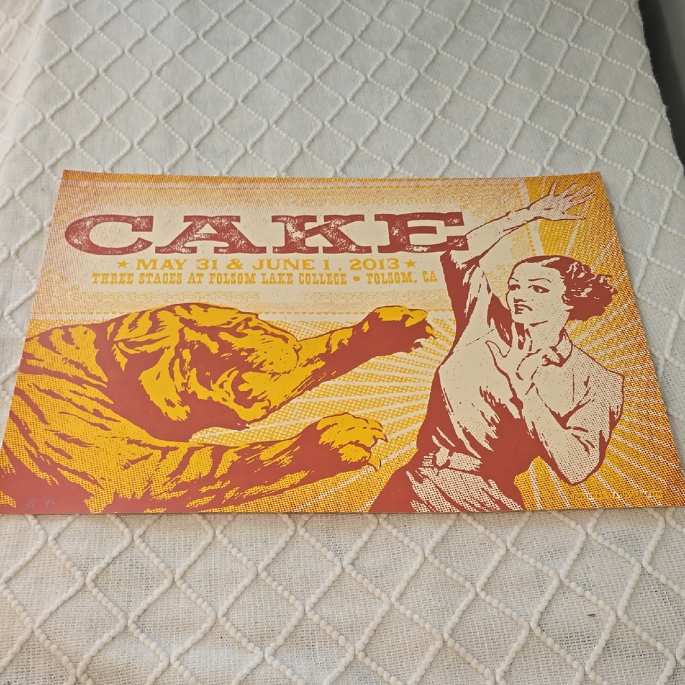 CAKE Concert Poster with Tiger and Woman